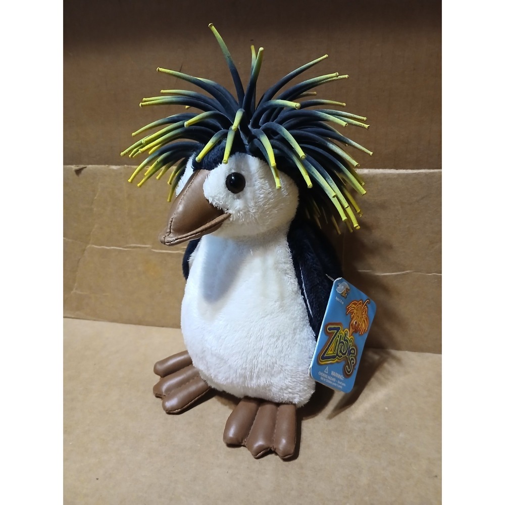 Cascade Toys Zibbies Emperor Penguin Plush Stuffed Animal Rubber Hair NWT